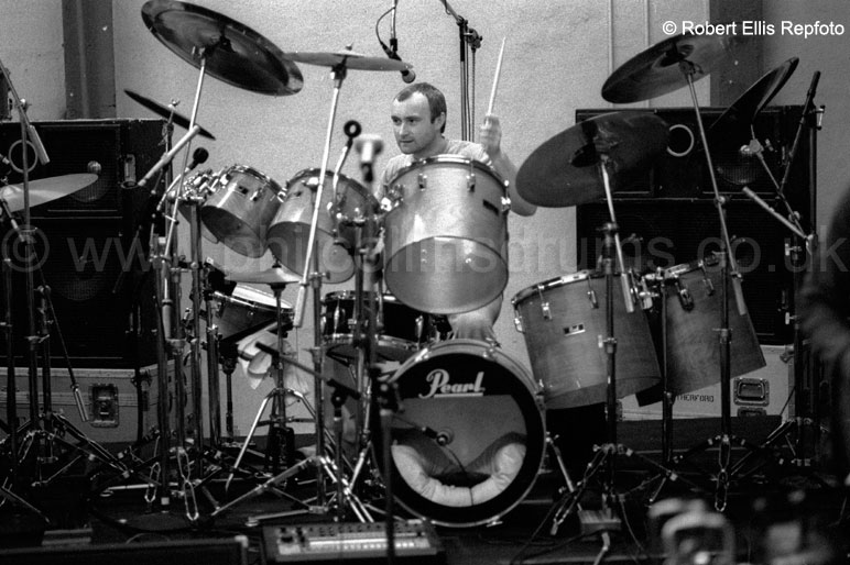 Phil Collins Pearl BLX  Birch Custom Concert Tom Kit - Solo Tour Rehearsals October 1982 - Image © Robert Ellis (Repfoto)